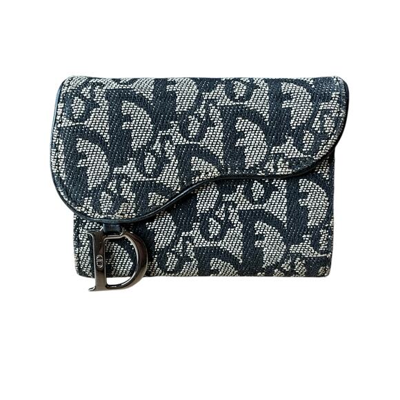 129. Christian Dior Blue Saddle Wallet - Picture 1 of 6